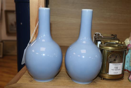 A pair of Chinese Republic period claire du lune vases height 19cm